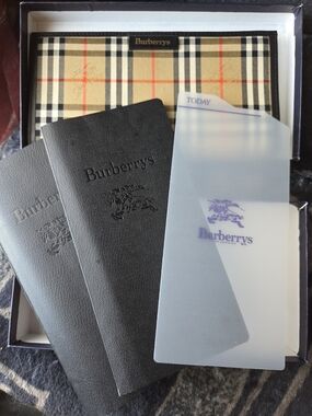 Vintage Burberrys Agenda & Address Book In The Classic Nova Check W/ COA And Box